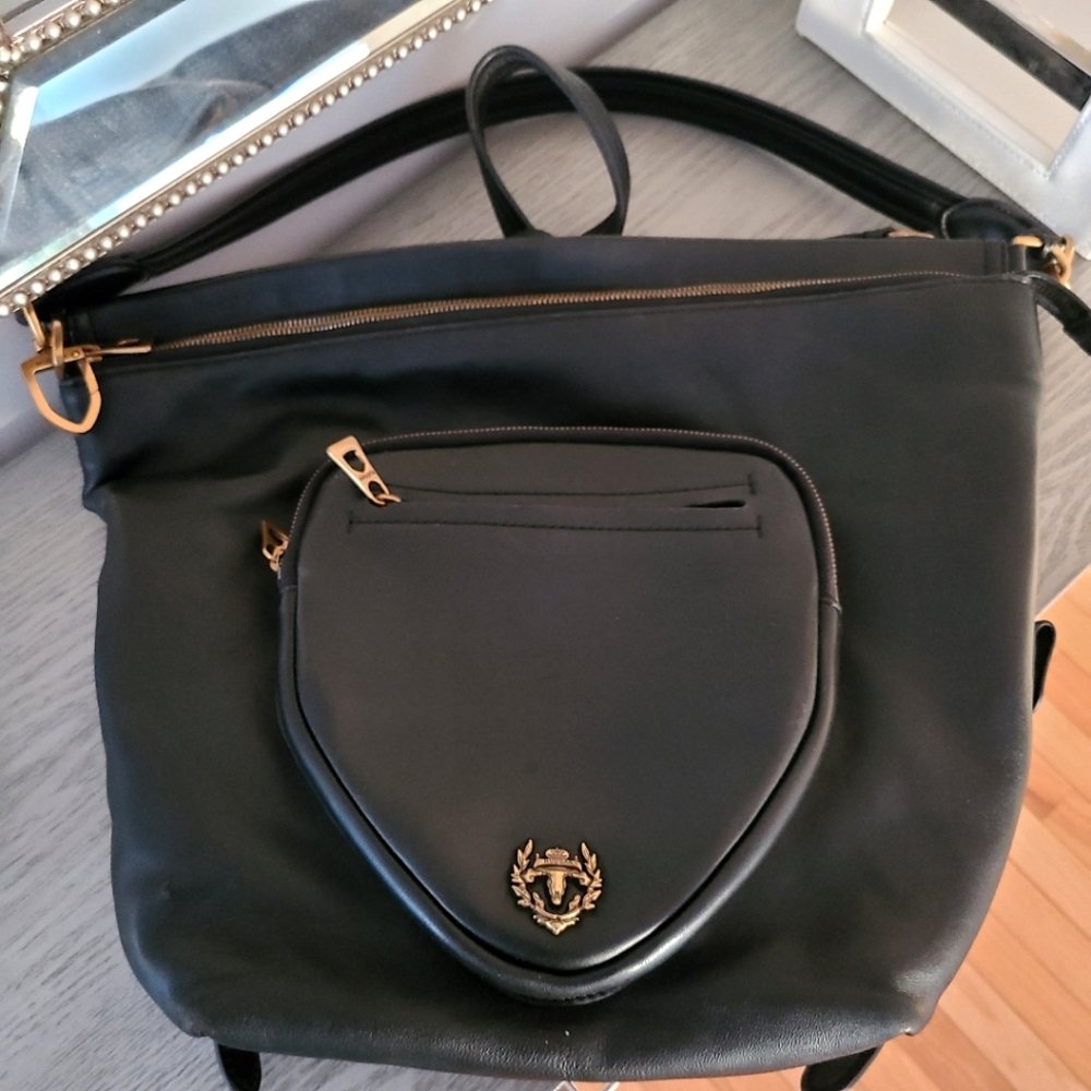 RUDSAK Black Leather Purse/ Backpack